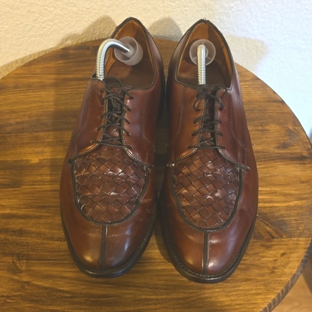 Allen Edmonds Mens Hersey Basketweave Premium leather Oxford Brown Sz.11.5